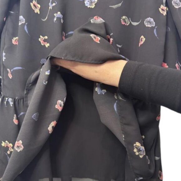 Lila Rose navy blue floral long sleeve ruffle dress size 2 - Picture 3 of 8